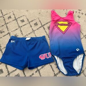 GK Child Large Leotard and GK Adult Small Shorts